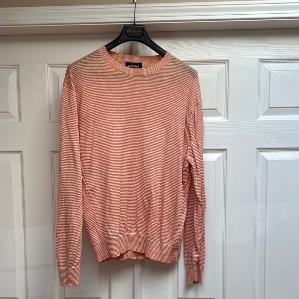 Bonobos Men's Peach Striped Crewneck Sweater